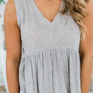 Light Grey Peplum V-Neck Tank - Worn once